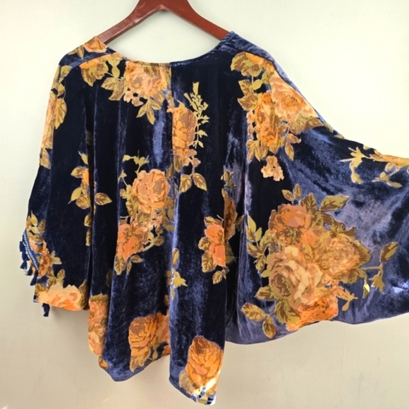 IVY JANE Velvety Floral Flowy Cardigan Navy Womens One Size Bohemian Oversized - Picture 5 of 10